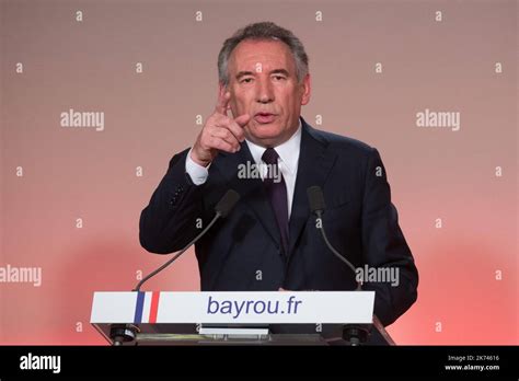 French center right party MoDem president Francois Bayrou delivers a press conference to ...