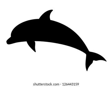 Dolphin Vector Silhouette On White Background Stock Vector (Royalty ...