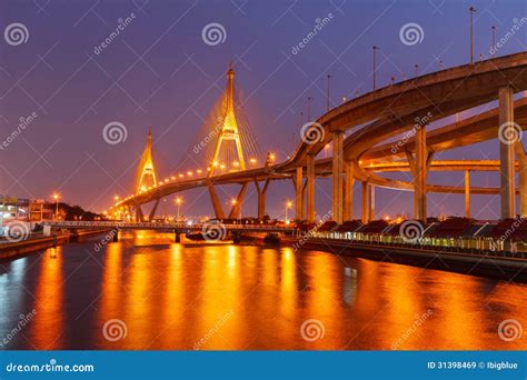 Bhumibol bridge night stock image. Image of evening, bridge - 31398469