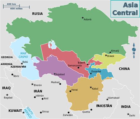 Central Asian Countries Map - Riset