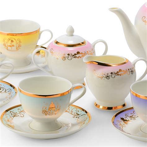 Disney Princess 13-Piece Tea Set - Jasmine, Belle, Cinderella, Ariel – Ukonic