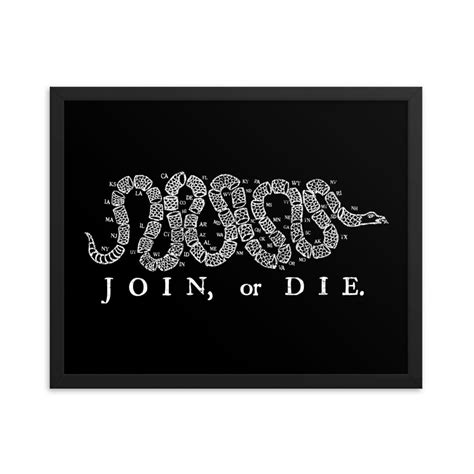 Join or Die 50 State Framed poster - Liberty Maniacs