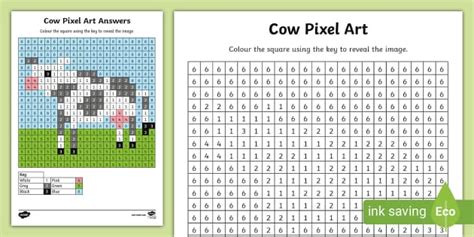 FREE! - Cow Pixel Art Template (teacher made) - Twinkl