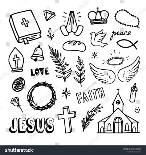 Doodles cristianos. Ilustraciones hechas a mano: vector de stock (libre ...