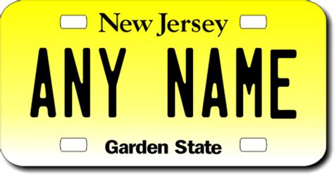 Personalized New Jersey License Plate for Bicycles, Kid's Bikes, Carts, Cars or Trucks Version 2 ...