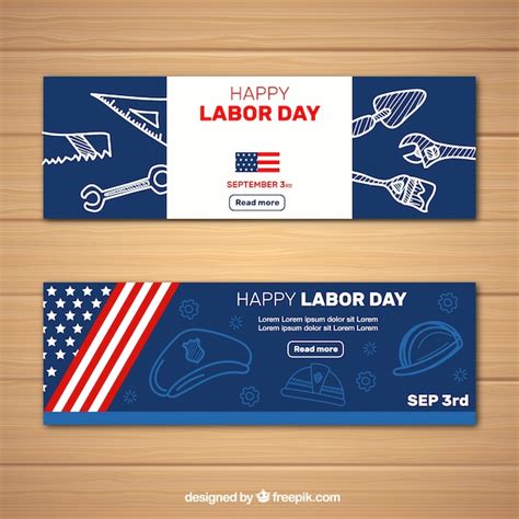 Free Vector | Colorful labor day banners with flat design