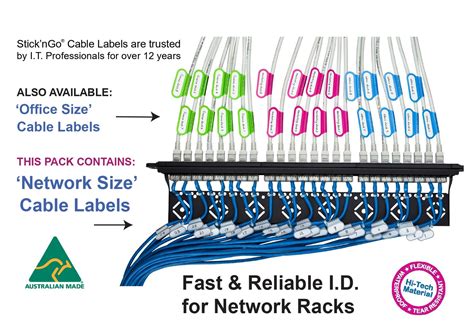 Self-adhesive 'Network Size' Cable Labels - 96 Pack in One Colour | stick'ngo