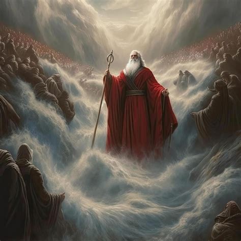 Premium AI Image | A timeless painting of Moses parting the Red Sea