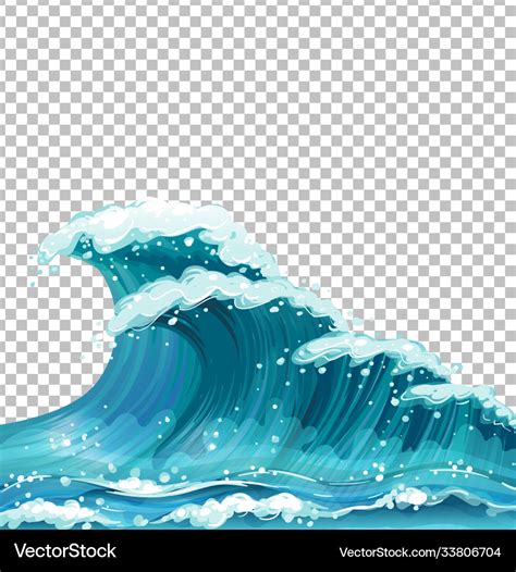 Sea giant waves transparent background Royalty Free Vector