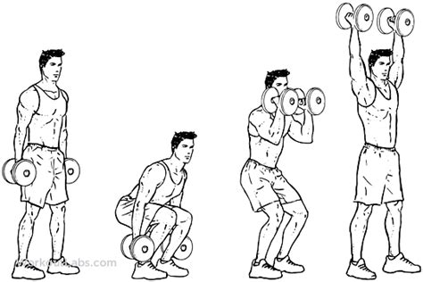 Dumbbell Squat Clean & Press | Exercise guide - WorkoutLabs | Dumbbell squat, Squats, Workout guide