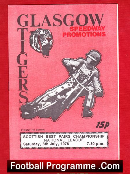 Glasgow Tigers Speedway Best Pairs Championship 1978 – Scotland - Football Programme .COM