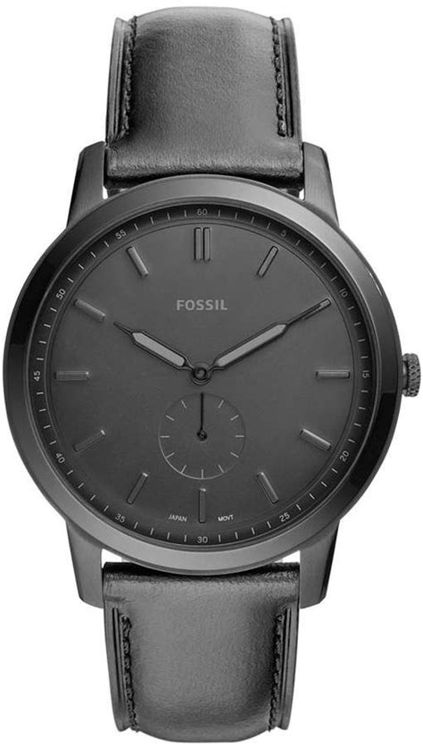 Fossil Men's Minimalist Black Leather Strap Watch 44mm & Reviews - Macy ...