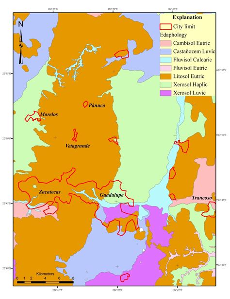 A simplified edaphologic map of the study area. Modified from [21-22 ...