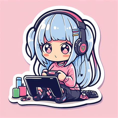 Premium AI Image | Minimal Japanese Kawaii Gamer Girl Chibi Anime ...