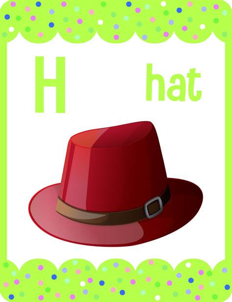 Alphabet flashcard with letter H for Hat 2583375 Vector Art at Vecteezy