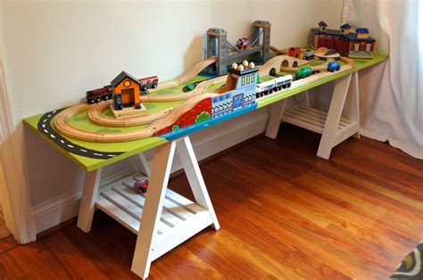 DIY train table | Ocean Front Shack | Train table storage, Train table, Wooden train table