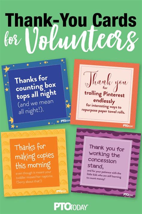 Thank-You Cards for School Volunteers - PTO Today | School volunteer ...