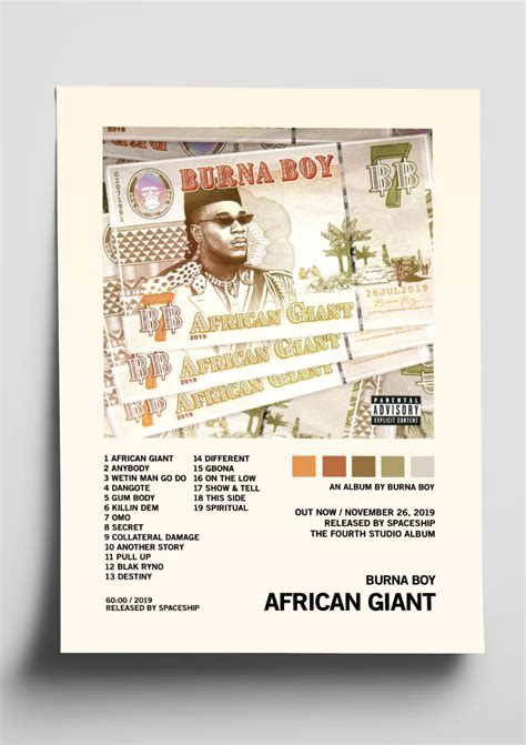 Burna Boy 'African Giant' Album Tracklist Poster – The Indie Planet