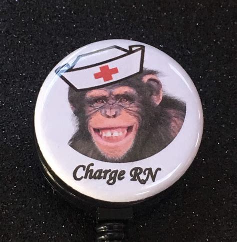 Charge Nurse Badge Reel Funny Cute Chimpanzee Retractable | Etsy