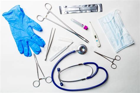 Doctor Tools on Blue Surface. Stock Photo - Image of occupation, diagnosis: 96277894