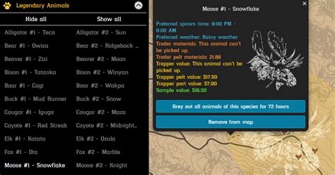 Steam Community :: Guide :: RDO - Legendary Animals' Interactive Table / Интерактивная таблица ...