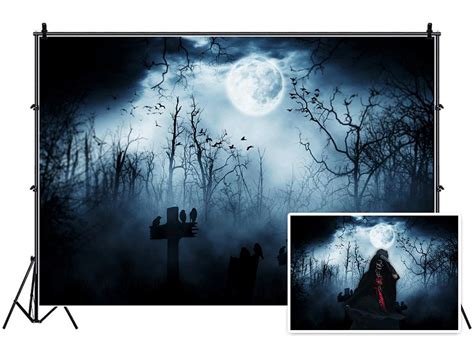 Buy AOFOTO 10x8ft Moon Night Halloween Cemetery Photography Backdrop ...