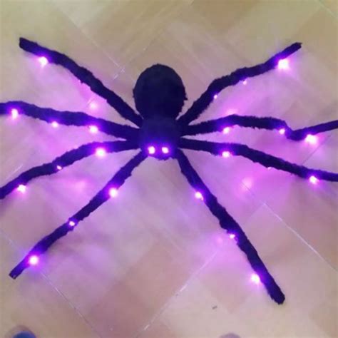 Fysho LED Light Up Artificial Plush Spiders Black Realistic Fake Spider Prank Jokes Toy ...