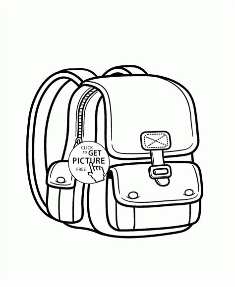 Backpack coloring page for kids, back to school coloring pages printables free - Wuppsy.com ...