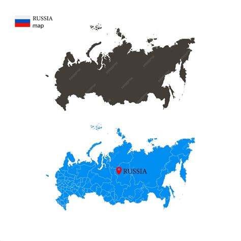 Premium Vector | Russia administrative maps set with borders of regions blue silhouette icon ...