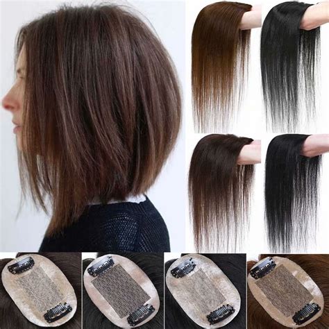 SEGO Clip in Human Hair Topper Silk Base Crown Human Hair Extensions for Women with Thinning ...