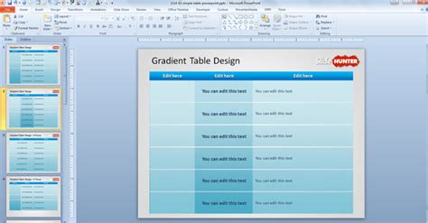 Free Simple Gradient Table Design Template for PowerPoint - Free PowerPoint Templates ...