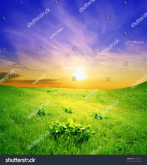 Green Hills On A Background A Sunset Stock Photo 21358171 : Shutterstock