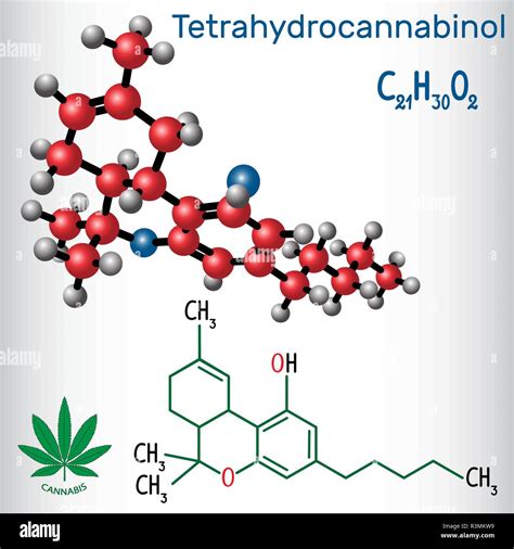 Le tétrahydrocannabinol (THC) - Structure de formule chimique et ...