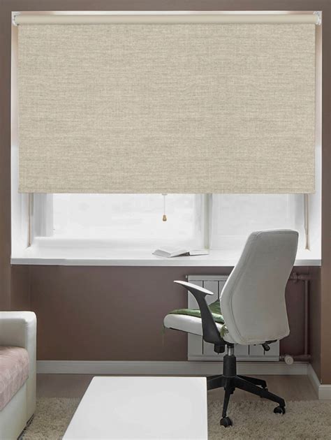 Grey Linen Blackout Cordless Spring Loaded Roller Blind