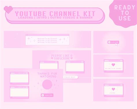 Ready to Use Cute Pink Kawaii Gamer Youtube Channel Kit Intros / Loading Screen / Outros ...