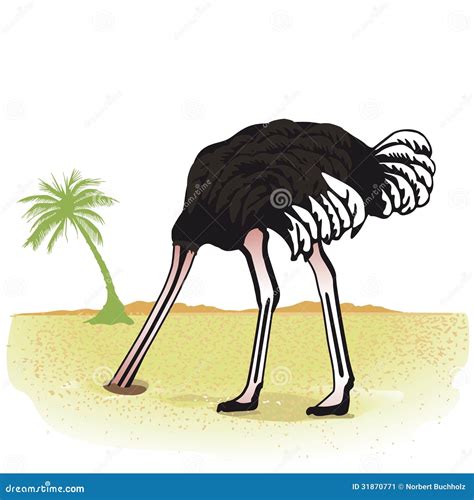 Ostrich With Head In Sand Cartoon Vector | CartoonDealer.com #31870771