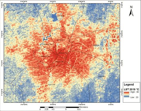 Land surface temperature map 2019 | Download Scientific Diagram