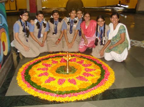 RIS Diaries: Onam Festival Rangoli made by Std 10 students with flowers