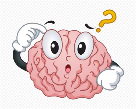 Cartoon Brain Character Confused Question Mark PNG | Citypng