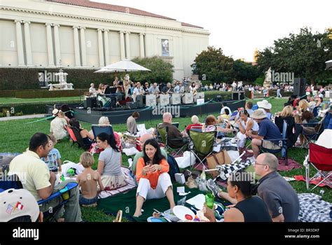 People enjoying the Huntington Library's Summer Evenings members event ...