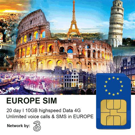 Europe travel sim 20 days 10GB highspeed internet data + Unlimited calls