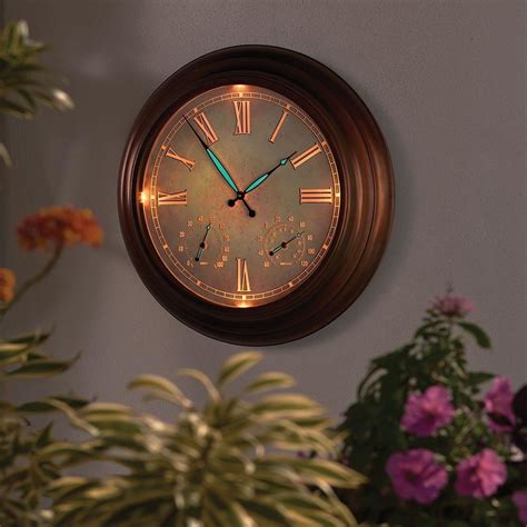 24" Outdoor Lighted Atomic Clock - Hammacher Schlemmer | Large outdoor clock, Outdoor clock ...