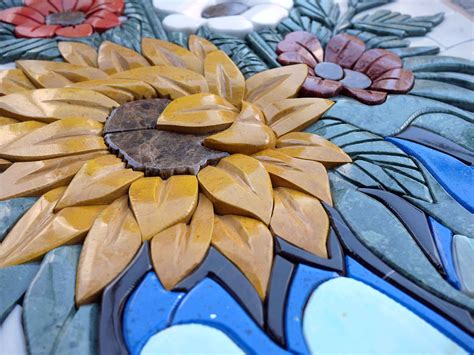 Stone Mosaic Art - Sunflower Vase | Flowers And Trees | Mozaico