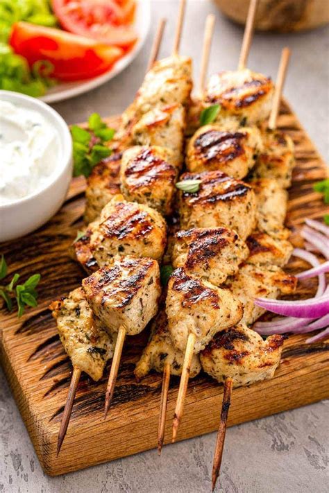 Chicken Souvlaki is classic Greek street food! Chicken is seasoned with a souvlaki marinade ...