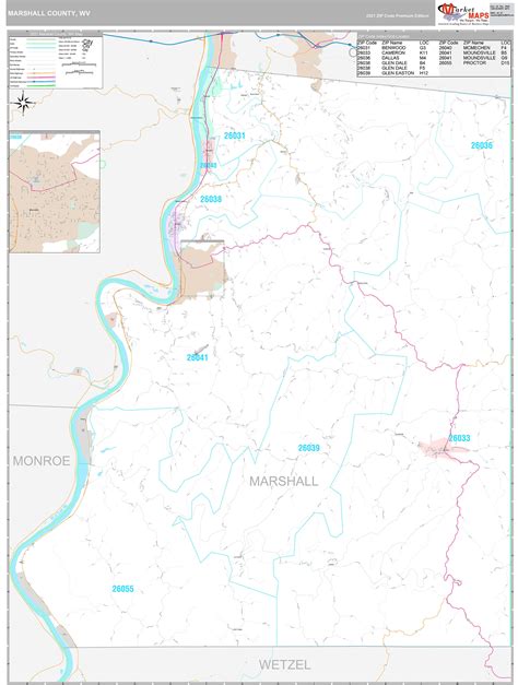 Marshall County, WV Wall Map Premium Style by MarketMAPS