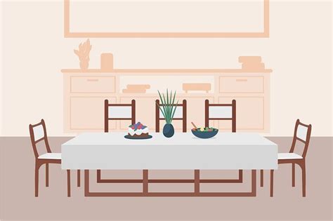 Luxury dining room flat illustration | Fondos de casas, Dining table, Casas