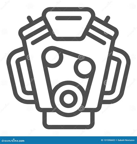 Car Engine Line Icon. Motor Vector Illustration Isolated on White Stock Vector - Illustration of ...