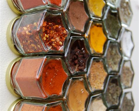 Glass Spice Jars // Custom Magnetic Spice Rack: 24 by GneissSpice