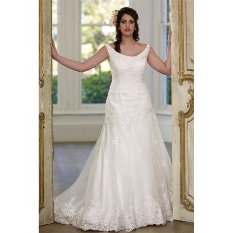 Sonsie By Veromia Style SON91604 By Sonsie - Ivory White Lace Organza Floor Scooped Fit And ...