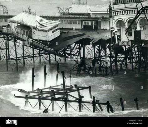 Oct. 10, 1973 - Part of Brighton Pier Falls Into Sea After Being Hit By Barge. Part of the ...